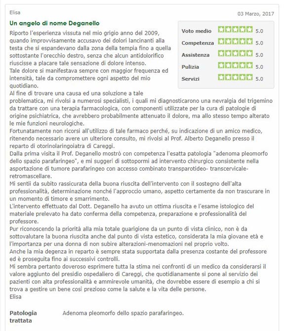 Opinioni sul Dott. Alberto Deganello - Otorino Brescia